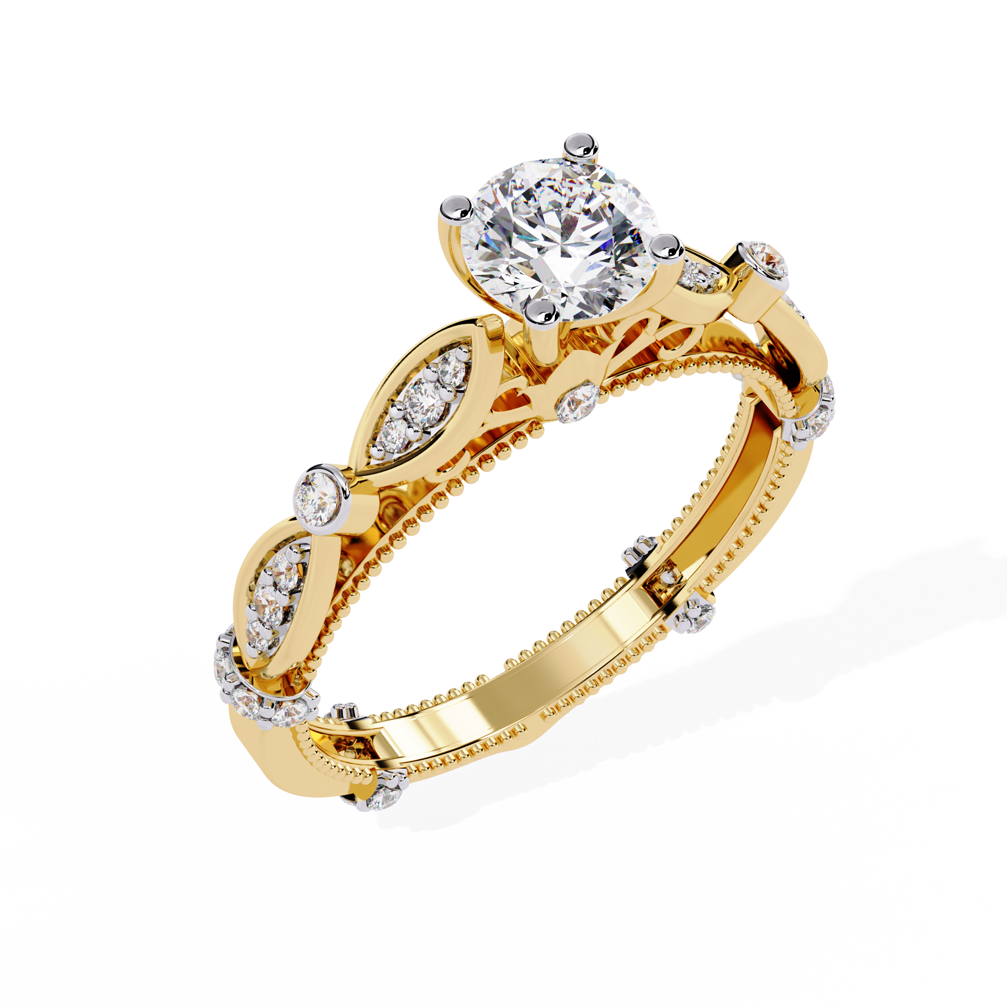 Solitairekart – 0.84 ct Marquise Bezel Lab Grown Diamond Ring – 14K Yellow Gold